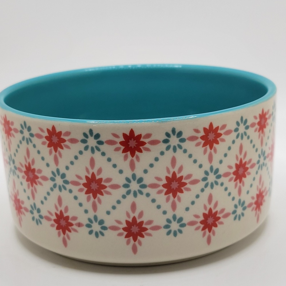 Pioneer Woman Fancy Flourish‎ Round Ceramic Bake & Store Bowl 5" Teal Floral